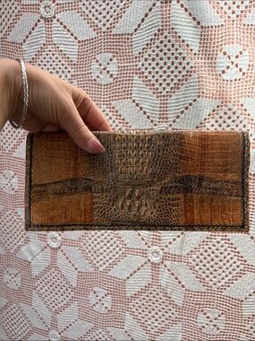 Vintage Genuine Crocodile Leather Wallet | Exotic Leather Clutch Organizer
